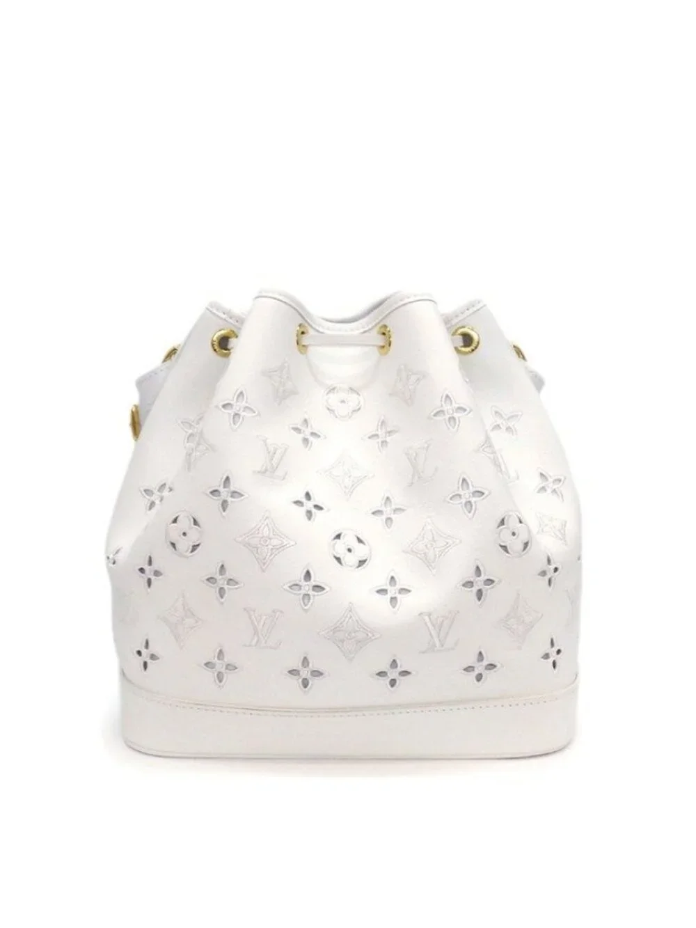 Louis Vuitton Shoulder Bag Noe PM LV Broderie Anne Gray White Cuffleather Gold